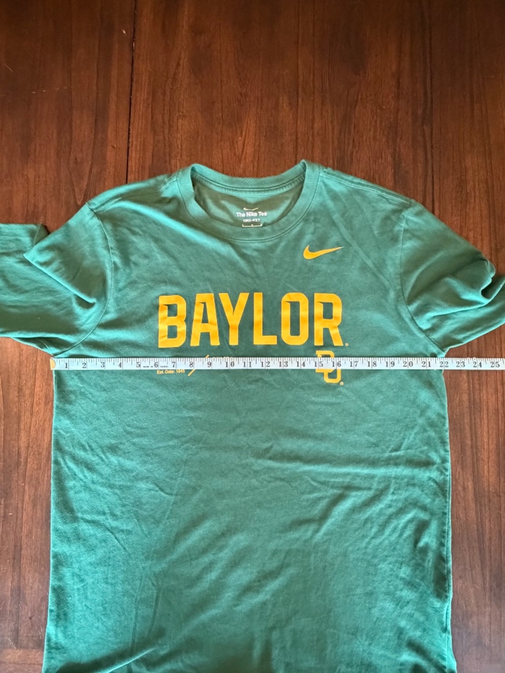 Nike Baylor University Green & Yellow Spellout Long Sleeve Cotton T-shirt, Size - Picture 8 of 8